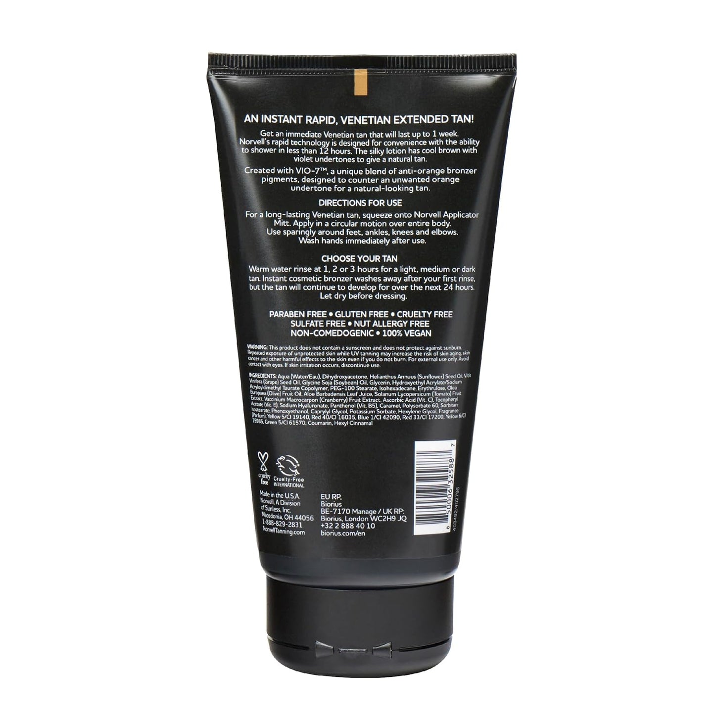 Norvell Venetian Rapid Sunless Self Tanner Lotion 5 fl oz – Professional Fast Acting Self Tanning Cream for Natural Bronze Glow, Streak Free, Long Lasting, Anti Orange Fake Tan